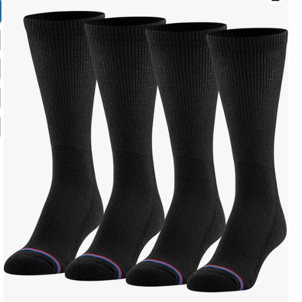 Medipeds Women's Peds Diabetic Crew Socks with Non-Binding Top 4 Pack
